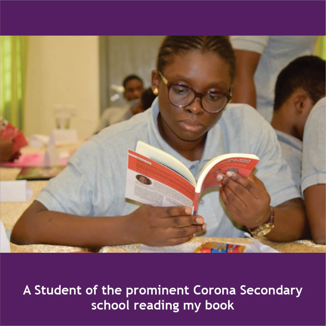 A Student of the prominent Corona Secondary school reading my book