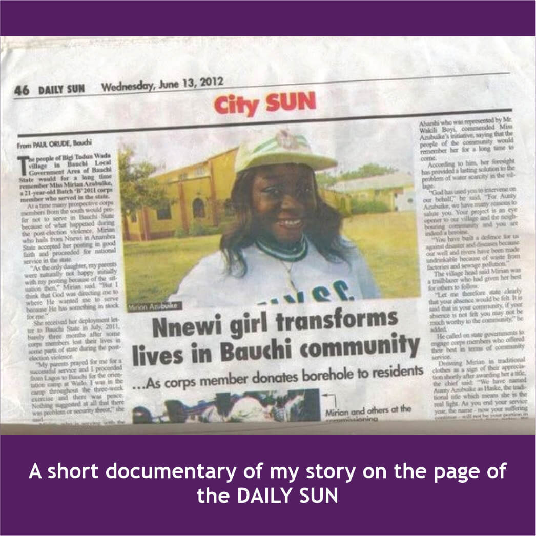 A short documentary of my story on the page of the DAILY SUN