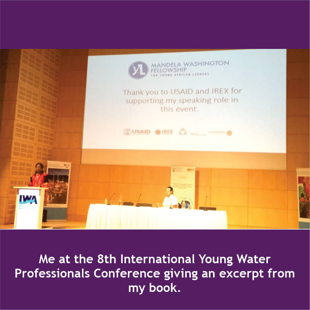 Me at the 8th International Young Water Professionals Conference giving an excerpt from my book 2